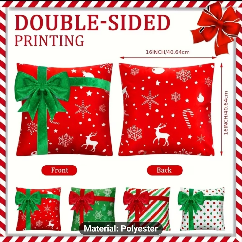 New 4pc Festive Holiday Pillow Covers Set #994-847